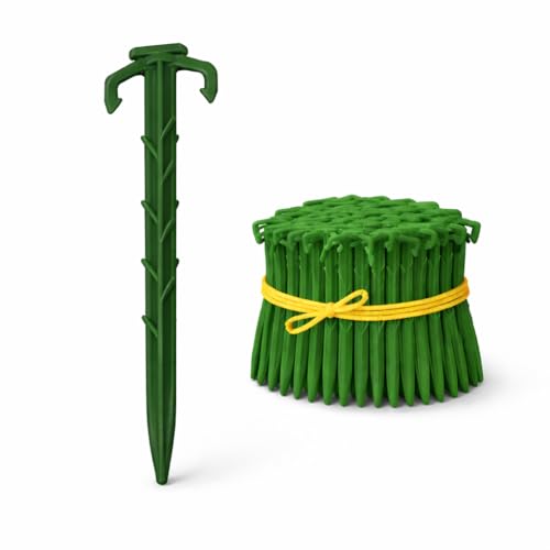 Made in U.S.A. Heavy Duty 6 inch Garden Stakes - Stronger Holding Power vs Metal Landscape Stakes Biodegradable Over Time (No More Rusting Metal) (6 inch, 50, Stakes)
