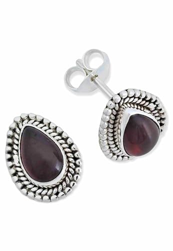 Ohrstecker 925 Silber Granat roter Stein Edelstein Ohrringe echt Silber Damen Sterling Silber Stecker Geschenk(MOS-055-02)