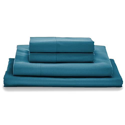 MyPillow Giza Dreams Bed Sheets, 100% Certified Giza Egyptian Cotton, Deep Pocket, Sateen Weave [Twin, Lake Blue]