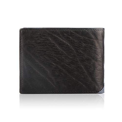 Image of Police Men's Genuine Leather Slim RFID Blocked Wallet with 6 Card Slots, 2 Currency Compartments, 2 Slip-in Pockets | Gifts for Gents - Black /Navy /Stone