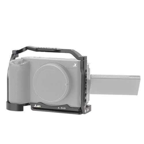 Image of FocusFoto Camera Cage with Top Handle Kit for Sony ZV-E1 Camera, Aluminium Vlogging Stabilizer Rig with NATO Rail, 1 /4 inch-20 Screw Mount, 3 /8 inch-16 Locating Pin for Arri Grip, Quick Release Plate for Arca