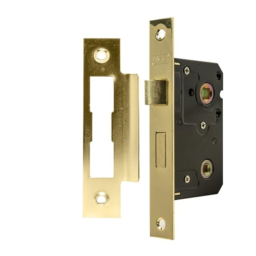 TSS Polished Brass Bathroom Lock 3 (79mm) Bathroom Door Lock Mortice Lock, Supplied with Fixutres & Fittings
