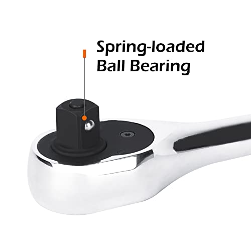 Duramove 3 Piece Ratchet Repair Set, Quick Release Reversible , 90 Tooth Socket Wrench Set , 1/4" , 3/8" , 1/2" Drive Ratchet Handle ,4 Degree Swing| Polished | Cr-V | Eva Storage #TOP5