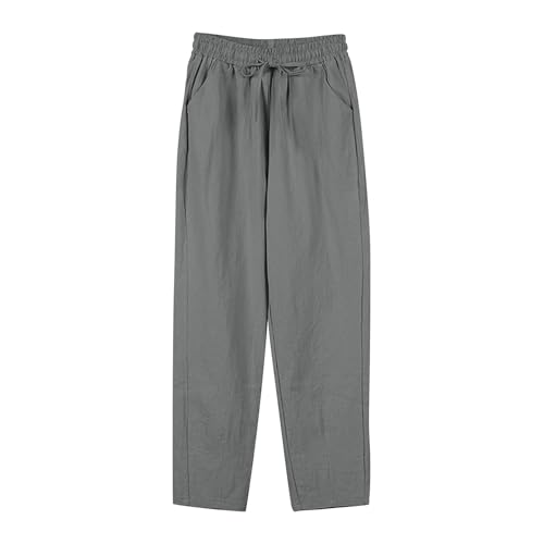 Pantalon droit coton lin femme léger avec poches amples