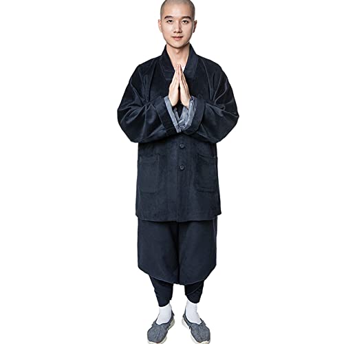 RSTJ-Sjef Kaschmir-Mönch-Kleidungsset Meditation Buddhistischer Kurzmantel Und Hose Buddhistische Robe,Blau,26B Cover