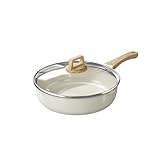 Hengqiyuan Keramik Antihaft Bratpfanne, Suppentopf mit Deckel HitzebestäNdigem Griff, SpüLmaschinenfest Keramikpfanne Pfanne Ceramic,28cm