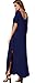 GRECERELLE Women's Maxi Dress Summer Casual Loose Side Split Short Sleeve V Neck Long Dresses with Pockets, Navy Blue, X-Large