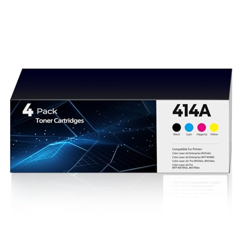 414A Toner Cartridges Replacement Pro MFP M479fdw M454dw for HP 414A 414X Toner (with Chip) W2020A W2020X Works for Pro M479fdn M454dn M479 M454 Printer 4Pack(1BK+1C+1M+1Y)