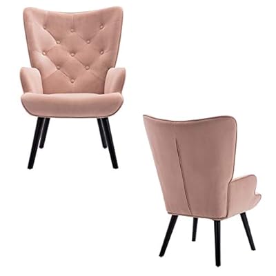 Dolonm Velvet Accent Chair Modern Tufted Button Wingback Vanity Chair with Arms Upholstered Tall Back Desk Chair with… 31P5Q8 LQ7L. SS400