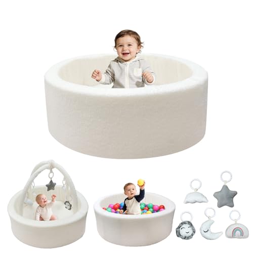 MEOGETY Baby Ball Pit with 5 Hanging Toy…