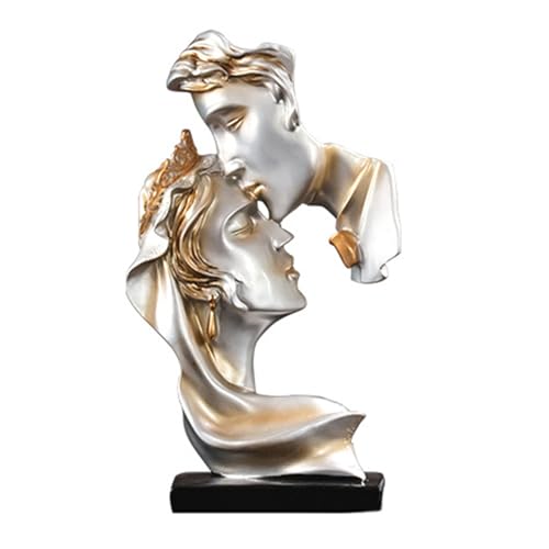 Escultura de pareja besándose en resina decoración abstracta miniatura 1