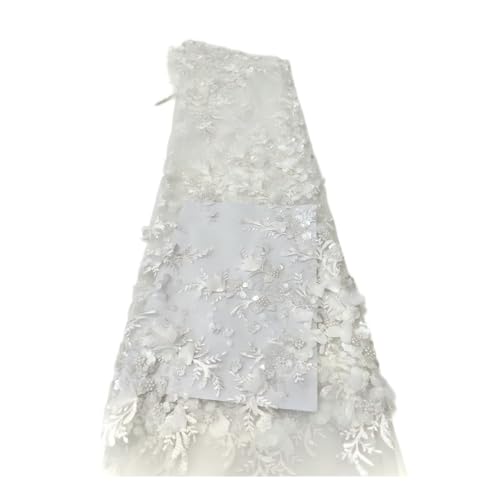 Tissu 3D brodé de perles pour une robe de mariée haute couture