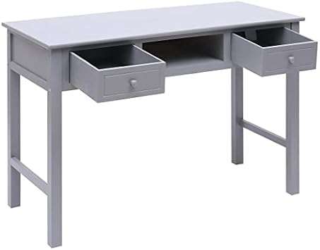 Modern Small Computer Desk for Home Office, 110x45 cm Wooden Study Table with Storage Shelf & 2 Drawers, Space-Saving Writing Desk for Efficient Workspace (D)