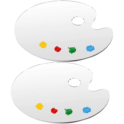 2 Piezas 30 × 20cm Paleta Pintura Acrilica,TOOSOFt Paleta de acrílico transparente para pintura al óleo,paletas de Fácil de limpiar con orificios para los dedos para pintar a mano con bricolaje Cover