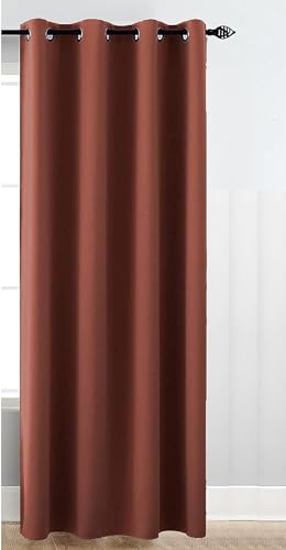 Image of 100% True Blackout Curtains 7 Feet, Set of 1 Panels | 300 GSM Heavy Room Darkening Polyester Cloth for Bedroom & Living Room | Thermal Insulated Heat & Noise Reducing (84x47 Inch, Rust) | 100% Room Darkening Thermal Insulated Heat & Noise Reducing Curtains 7 feet long