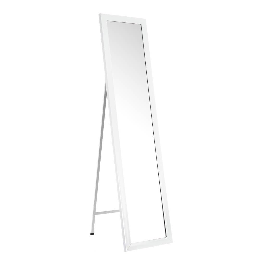 LOLAhome Espejo de Pie, de Cuerpo Entero, Marco de Plástico, Forma Rectangular de 37x157 cm, para Dormitorio, salón, Cuarto de baño, Pasillo Blanco o Negro (Blanco)