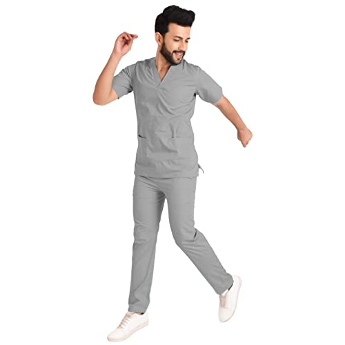 Image of TrendyUniform Unisex Regular Fit Polyester Cotton Scrub Suit for Componder| V-Neck Top and Drawstring Pant |Half Sleeves Hospital Uniform for Doctors, Nurses and Dentist, OT