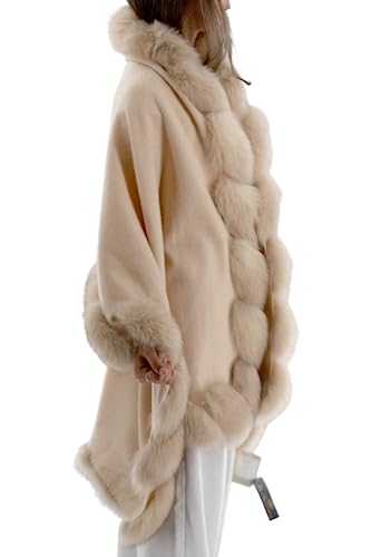 La Fiorentina Fox Trimmed Wrap in Camel - Luxurious Elegance and Sophistication2