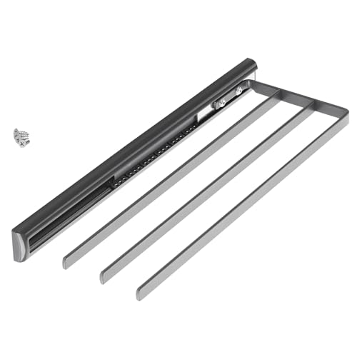 SOTECH Toallero extraíble 3 brazos (410 x 147 x 35,3 mm, antracita) Longitud extensible aprox. 710 mm Toallero extraíble de pared Kesseböhmer