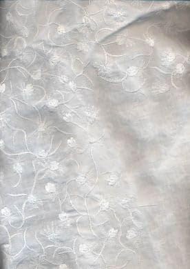 Lin avec auto-broderie blanc laize 142cm couture vêtement - 4