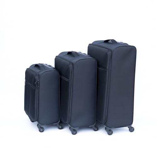 Soft Edge Oxford Cloth Suitcase with Ergonomic Handle and Silent Double Row Universal Wheels(Black)3