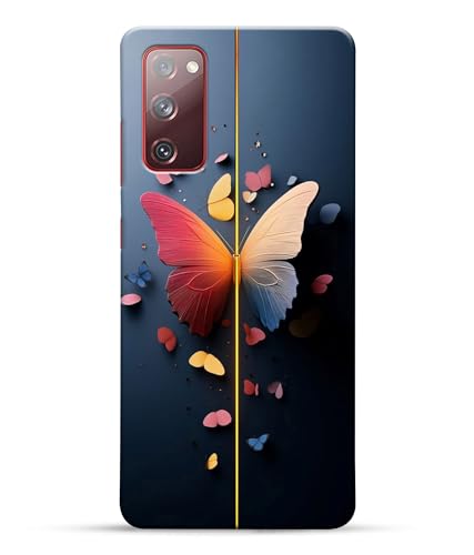 Image of Stylish Butterfly Printed Hard Back Case Cover Compatible for Samsung Galaxy S20 FE 5G / Samsung S20 FE 5G (Multicolor) - D1665