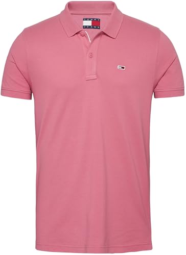 Tommy Jeans Herren Poloshirt Kurzarm Placket Slim Fit, Rosa (Preppy Pink), XXL – Ansicht 6