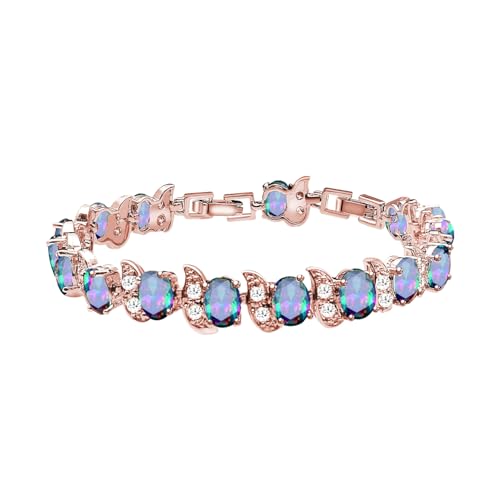 Image of LMXXVJ Fashion Tennis Bracelet Created Emerald White Gold Plated Charm Bracelet Gifts Jewelry for Women