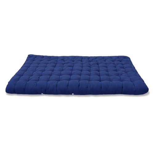 Image of ATOOTFUSION Soft Cotton Quilt | Foldable Light Weight Filled Single Firm Cotton Quilt Mattress| Gadda (Solid Coloured, Sleeping Capacity, 6 x 6 ft or 72 x 72 Inches) Double Bed (Navy Blue)