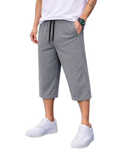 Image of Mack Jonney Men's Sports Capri Pants | Lightweight Polyester Workout 3 /4 Pants with Elastic Waist for Gym, Running & Training-M8356
