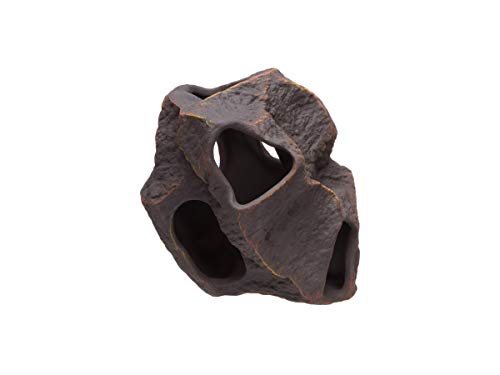 Image of Plecoceramics Aquarium Ceramic Decorations Cave Betta Stone Decor - Aquarium Fish Tank Hideway Decor for breeding Cichlids Plecos Betta Toys Hideout (Boulder)