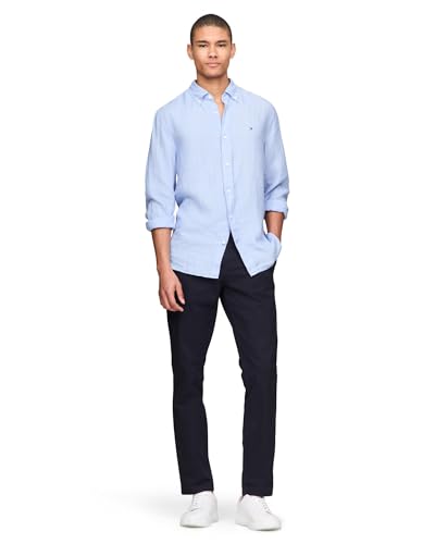 Image of Tommy Hilfiger Men's Long Sleeve Casual Linen Button Down Shirts in Regular Fit