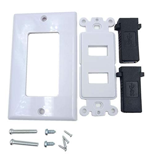 4.2A Usb 3.0 Receptacle Outlets Wall Plates Panel, Haokiang 2 High Speed Usb 3.0 Charging Dual Female Port Wall Plates Included, Size 115 Mm X 70 Mm (2 Usb 3.0) #TOP2