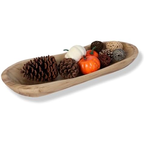Wood Dough Bowl,Hand Carved Decorative Bowls for Decor Rustic Wooden Dough Bowls Decorative Wooden Dough Bowl for Table Centerpiece Dining Living Room Home Kitchen Decor (Length-19.75 inch) Cover