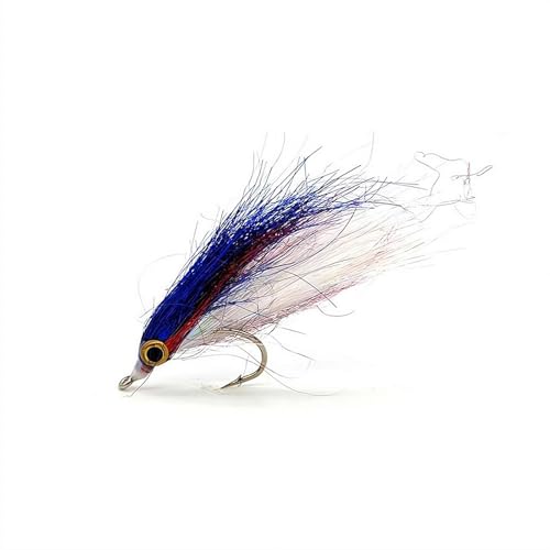 1/0 - Juego de señuelos de pesca con mosca y anzuelo de carbono de 4 cm, color plateado