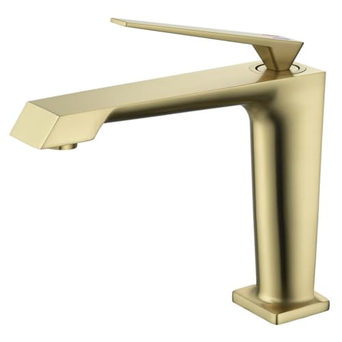 Grifo de lavabo para hotel y hogar mezclador monomando de agua fría caliente oro