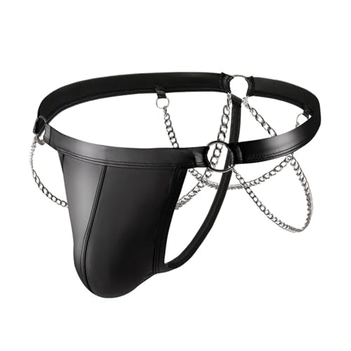 Generisch Lencería sexy para hombre con detalle de cadena, tanga para actividades informales de verano y otoño, diseño elegante, ajuste cómodo, perfecto para pantalones cortos, fácil de limpiar, Negro