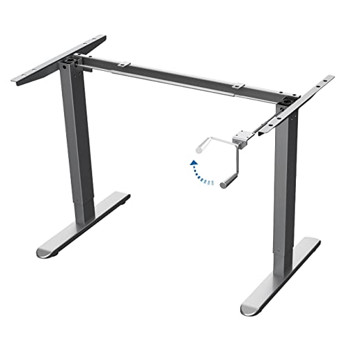AIMEZO Escritorio Elevable Manivela Marco de Escritorio de Pie Ajustable en Altura Oficina Manual Regulable en Altura Mesa Elevable, Gris Cover