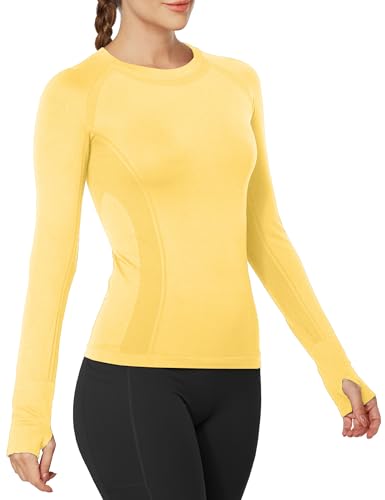 Image of MathCat Workout Shirts for Women Long Sleeve, Workout Tops for Women, Quick Dry Gym Athletic Tops,Seamless Yoga Shirts XS-XL