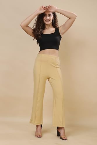 Image of Women's Polycotton Comfort Fit Straight Trousers - Lightweight, Flexible & Skin-Friendly Pants for Work, Travel & Casual Style