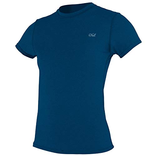 ONeill Camiseta sin Mangas para Mujer Blueprint de Manga Corta UV Sun Rash Vest Top - Deep Sea - Protection Solar UV y Properties