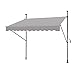 AufuN Toldo retráctil manual, 150 cm, color gris claro, sin agujeros, protección solar de poliéster, resistente a los rayos UV y altura regulable, 150 x 120 cm