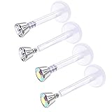 4Pcs Push in Flexible Clear 16g 5/16 8mm Labret Piercing Jewelry Medusa Lip Monroe 2.5mm Clear...