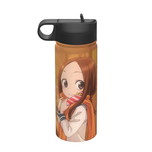 からかい上手の高木さん 水筒 真空断熱ケータイマグ 500ml-600ml ステンレスボトル 車用 直飲み 保温 保冷 フタ付きコーヒーカップ アウトドア 車のネイブに最適 スポーツタイプ ステンレスクールボトル 軽量 隔? 水筒 男の子 女の子