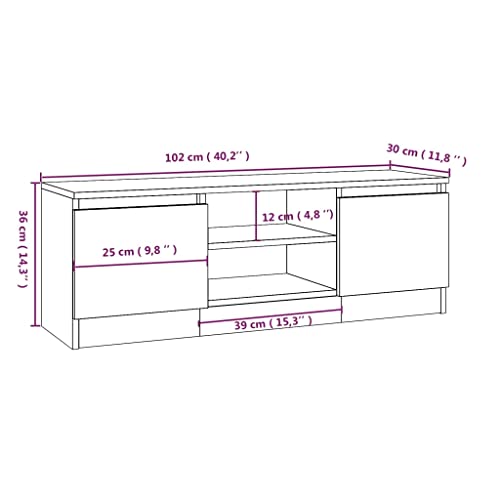 Meuble TV 102 cm Blanc 2 compartiments, vidaXL