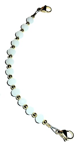 Hidden Hollow Beads 6.5 or 5.5 inch Women\'s Gold & White Medical Alert ID Interchangeable Replacement Bracelet, Identification vital info tag (6.5 inches)