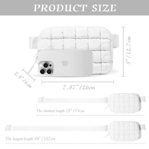 Image of Gitus Trending Gifts for Women Puffer Crossbody Bags for Women Belt Bag Fanny Pack with Adjustable Straps Lightweight Quilted Puffy Bag Woman Gifts (White)