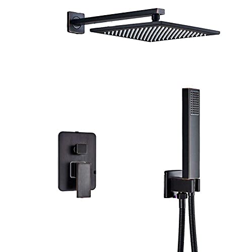 Robinet de douche de bain en bronze noir avec ensemble mitigeur en laiton à 2 voies
