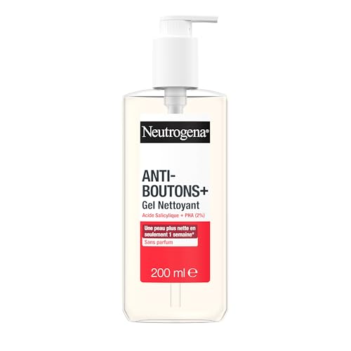 Neutrogena – Gel detergente anti-brufoli + acido salicilico + 2% PHA (200 ml) – Trattamento viso anti-brufoli non comedogenici e non grassi – Detergente viso per pelli con tendenza acneica