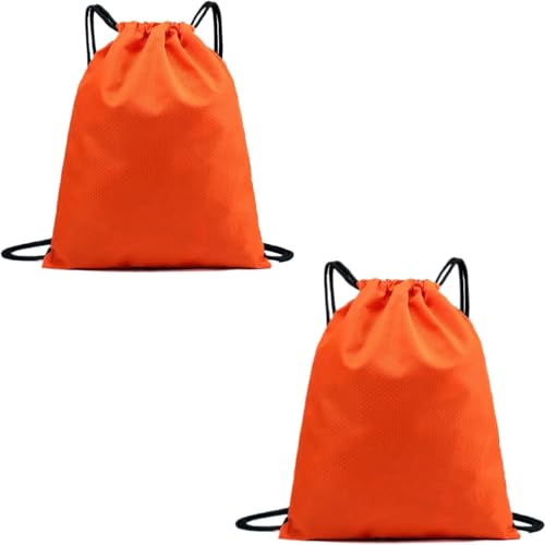 Image of Waterproof Drawstring Backpacks, Soccer-Texture Oxford Fabric, 16.9 inch x 13.8 inch,0.19 lb, Gym & Marathon Gear Sacks (1, Orange)